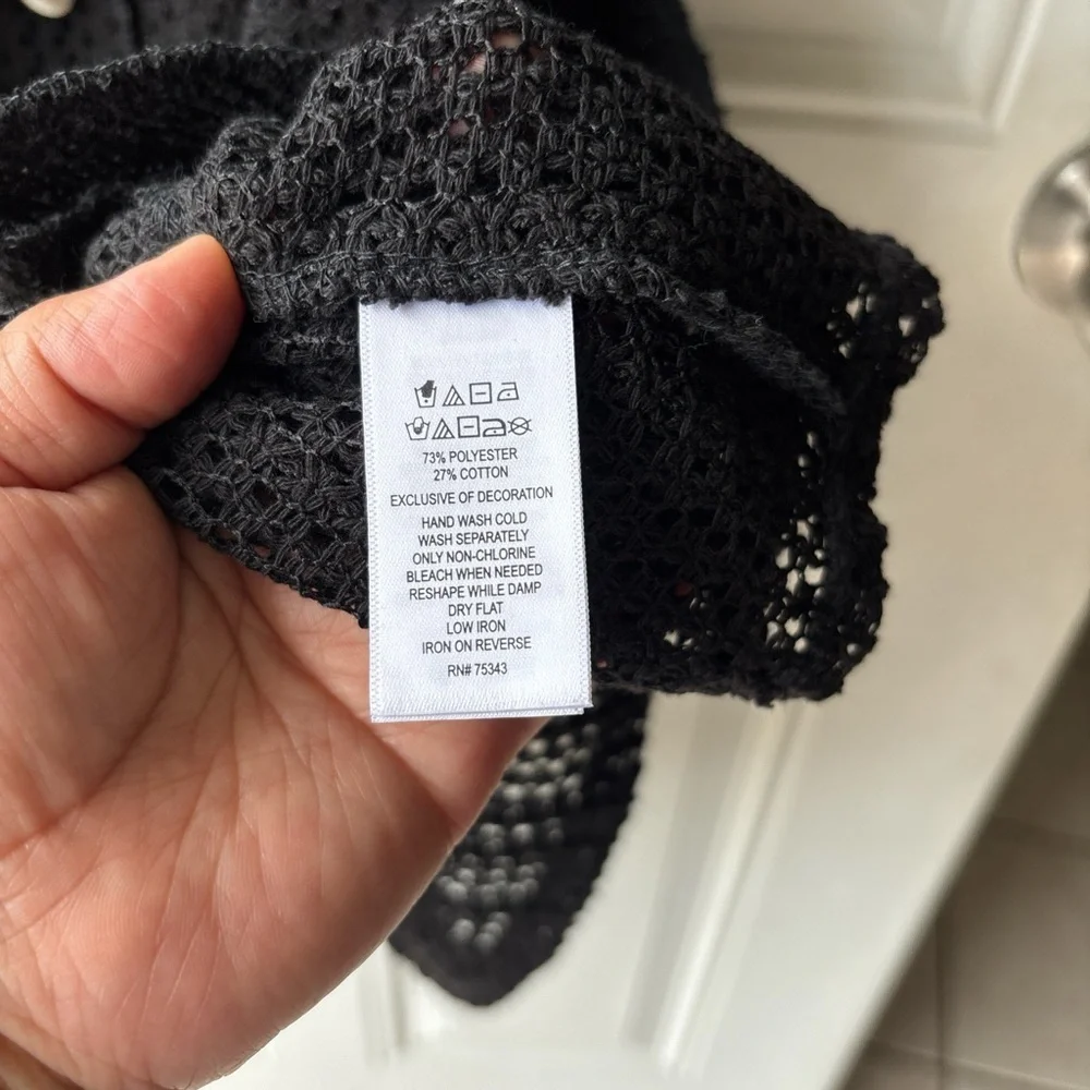 C&C California Black Crochet Swim Coverup